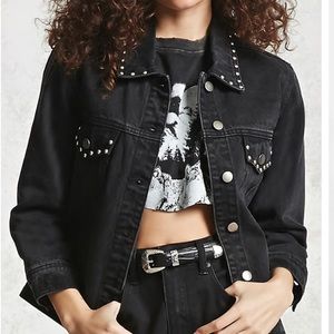 Forever 21 Black Casual Denim Jacket